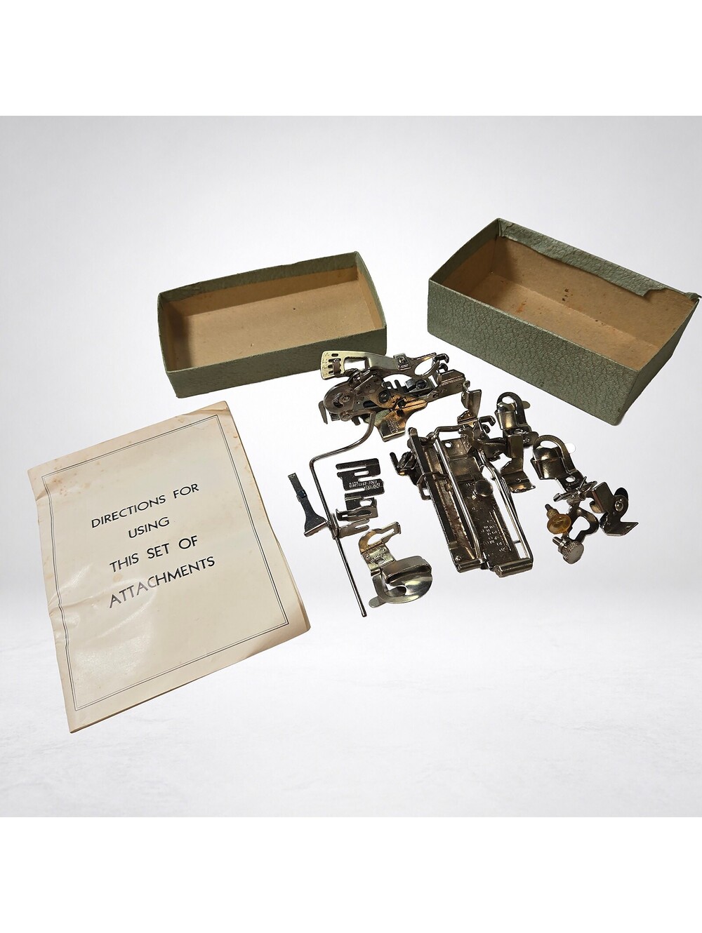 Vintage Sewing Machine Attachments Set, Box & Booklet